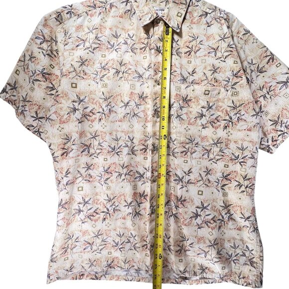 Vtg Pierre Cardin Mens Short Sleeve Shirt Button Up Leaf Tropical Cotton Large - Picture 9 of 9